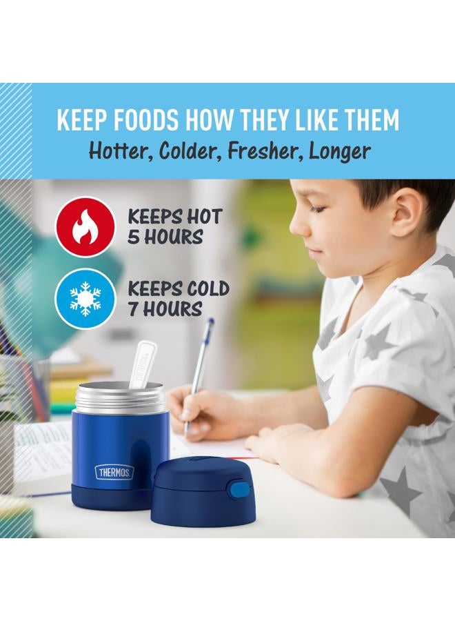 THERMOS FUNTAINER 10 Ounce Stainless Steel Vacuum Insulated Kids Food Jar with Folding Spoon, Navy - Image 5
